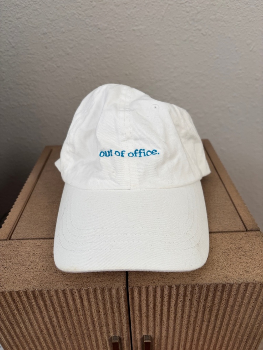 White 'out of office.' Embroidered Cotton Baseball Cap